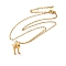 Dinosaur Brass Pendant Necklaces, 304 Stainless Steel Cable Chain Necklaces for Women, Golden, 15.91 inch(40.4cm)