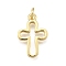 Brass Pendants, Hollow Cross, Rack Plating, Long-Lasting Plated, Lead Free & Cadmium Free, with Jump Ring, Real 18K Gold Plated, 18x12x2mm, Hole: 3mm
