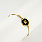 Flat Round with Letter Pattern 304 Stainless Steel Link Bracelets, Figaro Chains Bracelets for Women, with Shell, Gold, Letter W, 7-1/2 inch(19cm)