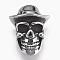 304 Stainless Steel Beads, Large Hole Beads, Skull, Antique Silver, 23.5x19x15mm, Hole: 6mm