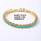 Hip-hop Brass Micro Cubic Zirconia Link Chain Bracelets for Men and Women, Dark Turquoise, 7-5/8 inch(19.5cm)
