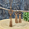 Bohemian Alloy & Wood & Cotton Cord Tassel Pendant Necklaces & Dangle Earrings Sets, Ring with Woven Web, Red Copper, 99x20mm & 800mm