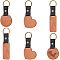 6Pcs 3 Colors Imitation Leather & Wood Keychain, with Iron Findings, Round & Heart & Rectangle, Camel, 10.1~11.9cm, 2pcs/style