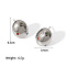 Stainless Steel Cubic Zirconia Oval Stud Earrings, Stainless Steel