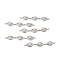 Brass Micro Pave Clear Cubic Zirconia Connector Charms, Cadmium Free & Nickel Free & Lead Free, with Enamel, 3 Evil Eye Links, Platinum, White, 63x10x3.8mm, Hole: 1.4mm