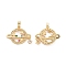 Brass Micro Pave Colorful Cubic Zirconia Pendants, Cadmium Free & Nickel Free & Lead Free, Plant Charms, Real 18K Gold Plated, 19x23.5x3mm, Hole: 2.8x5mm