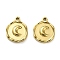 304 Stainless Steel Pendant, Real 14K Gold Plated, Flat Round Charm, Moon, 15.5x12x3mm, Hole: 1.5mm
