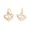 Brass with Cubic Zirconia Pendants, Cadmium Free & Nickel Free & Lead Free, Rhombus, Real 18K Gold Plated, 7x5x3.3~3.8mm, Hole: 1mm