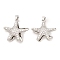 Starfish Brass Micro Pave Clear Cubic Zirconia Pendants, Cadmium Free & Lead Free, with ABS Plastic Imitation Pearl Pendants, Platinum, 21.5x21x8mm, Hole: 4.5x3mm