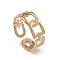 Ion Plating(IP) 304 Stainless Steel Hollow Arch Open Cuff Rings for Women, Real 14K Gold Plated, Inner Diameter: 17.4mm