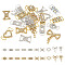 Pandahall 20Pcs 20 Styles Alloy Crystal Rhinestone Connector Charms, for Shoes Decor, Mixed Shapes, Mixed Color, 16.5~36x11.5~32.5x2.7~6mm, Hole: 3.6~9.5x4~10mm, 1pc/style