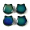 Two Tone Glass Mood Beads, Temperature Sensing Color Changing Beads, Cat Shape, Sea Green, 14x14x6mm, Hole: 1.2mm