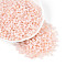 6/0 Glass Seed Beads, Round Hole, Rondelle, Golden Metal Enlaced, Misty Rose, 4~4.5x3~3.5mm, Hole: 1.2~1.4mm, about 6430pcs/pound