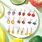 9 Pairs 9 Styles Alloy Enamel Banana Strawberry Grapes Fruit Dangle Leverback Earrings, Mixed Color, Golden, 26.5~34x9.5~16.5mm, 1 pair/style