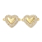 Rack Plating Brass Cubic Zirconia Heart Connector Charms, Long-Lasting Plated, Lead Free & Cadmium Free, Real 18K Gold Plated, Clear, 17.5x24x3mm, Hole: 1.5mm