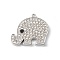 Alloy Rhinestone Pendants, Elephant Charm, Cadmium Free & Lead Free, Platinum, 37.5x42x5mm, Hole: 2.5mm