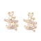 Rack Plating Brass Micro Pave Cubic Zirconia Pendants, Long-Lasting Plated, Rabbit, Light Gold, 15.5x10.5x3mm, Hole: 1.2mm