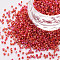 Glass Cylinder Beads, Seed Beads, Opaque Colours Rainbow, Round Hole, Red, 1.5~2x1~2mm, Hole: 0.8mm, about 8000pcs/bag, about 1pound/bag