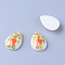 Printed Resin Cabochons, teardrop, White, 17~18x12~13x5mm
