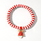 Elegant Christmas Handmade Polymer Clay Heishi Beaded Stretch Bracelets, Enamel Charm Bracelets for Women, Christmas Bell, 6-7/8 inch(17.5cm)