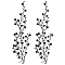 Polyester Flower Embroider Thread Iron on/Sew On Patches, Cloth Appliques, Black, 470x170x1.5mm