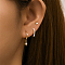3Pcs Sterling Silver Star Earring Sets, with Clear Cubic Zirconia, Golden, 7~20mm