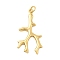 Brass Pendants, with Jump Ring, Rack Plating, Long-Lasting Plated, Lead Free & Cadmium Free, Real 18K Gold Plated, Branch, 31x16.5x2mm, Hole: 3.5mm