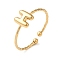 304 Stainless Steel Open Cuff Rings, Jewely for Women, Real 18K Gold Plated, Letter H, Inner Diameter: 19mm, Letter: 7x7mm