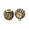 Rhinestone Brass Beads, Lead Free & Cadmium Free, Rack Plating, Round, Golden, 19.5x22.5mm, Hole: 9mm