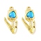 Rack Plating Alloy Pendants, with Glass, Cadmium Free & Nickel Free & Lead Free, Flower, Blue, 27x13x6mm, Hole: 1.8mm