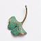 Tibetan Style Alloy Pendants, Leaf, Antique Bronze & Green Patina, 45~48x33x4mm, Hole: 2x4mm
