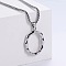 3Pcs 304 Stainless Steel Textured Letter Pendant Box Chain Necklaces, Stainless Steel Color, Letter O