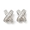 Brass Micro Pave Cubic Zirconia Beads, Letter X, Rack Plating, Cadmium Free & Lead Free, Long-Lasting Plated, Platinum, 10x8x8.5mm, Hole: 4.5x2.4mm and 5x5mm
