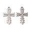 Non-Tarnish 316L Surgical Stainless Steel Pendants, Laser Cut, Cross Charms, Stainless Steel Color, 19x12x1mm, Hole: 1.4mm