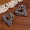 Alloy Stud Earrings, Heart with Leopard Print, Golden, Silver, 46x40mm