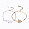 304 Stainless Steel Charm Bracelets, Religion Theme, Oval and Cross, Rosary Center Pieces, Mixed Color, 6-3/4 inch(17~17.25cm), 2.8mm