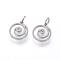Eco-Friendly 316 Surgical Stainless Steel Micro Pave Cubic Zirconia Charms, Long-Lasting Plated, Vortex, Stainless Steel Color, 11x10x1.5mm, Hole: 3.5mm