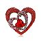 Heart Alloy Rhinestone Brooches for Backpack Clothes, Siam, 45x48mm