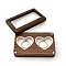 Rectangle Wood Wedding Couple Ring Storage Boxes with Visible Magnetic Cover, Velvet 2 Heart Shaped Slots Wooden Ring Case for Valentine's Day, White, 9.2x5.7x1.8cm