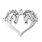 Non-Tarnish 304 Stainless Steel Pendants, Heart with Horse Charms, Stainless Steel Color, 29x35x1.5mm, Hole: 2mm