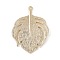 Brass Pendants, Cadmium Free & Nickel Free & Lead Free, Leaf Charms, Real 18K Gold Plated, 32.5x29x2mm, Hole: 1.4mm