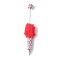 Alloy Beadable Pen, Ball-Point Pen, with Polymer Clay Rhinestone & Plush Pompom & ABS Imitation Pearl, for DIY Personalized Pen with Jewelry Beads, Platinum, Tomato, 155x26mm