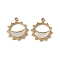PVD Vacuum Plating 201 Stainless Steel Pendants, with Shell, Sun Charm, Real 18K Gold Plated, 17.5x15x1.5mm, Hole: 1.6mm