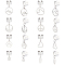 8 Pairs 8 Styles 304 Stainless Steel Cuff Earings, with Charms, Peace Sign & Heart & Similing Face, Stainless Steel Color, 19~28mm, 1 pair/style