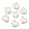Mocha Fluorescent(MI) Heart Sew on Rhinestone, Multi-strand Links, with Brass Prong Settings, Garments Accessories, Crystal, 12x12x6.5mm, Hole: 1mm