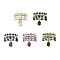 20Pcs 20 Style Natural & Synthetic Mixed Gemstone & Brass Beaded Stretch Rings Set, Cubic Zirconia Teardrop Charms Stackable Rings for Women, US Size 9~9 3/4(19~19.6mm), 1Pc/style