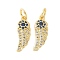 Brass Micro Pave Cubic Zirconia Pendants, Cadmium Free & Nickel Free & Lead Free, Feather Charms, with Jump Ring, Real 18K Gold Plated, 16x5.5x2mm, Hole: 3mm