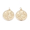 Brass Coin Pendants, with Jump Rings, Long-Lasting Plated, Flat Round & Angel & Word, Real 18K Gold Plated, 23x20.5x2mm, Hole: 3mm