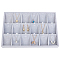1Pc 18-Slot Velvet Pendant Necklace Displays, with Wood, Cuboid, Silver, 35x24x3cm