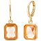 3Pairs Brass Leveback Earring, Rectangle Cubic Zirconia Dangle Earrings for Women, Golden, Orange, 27.5x10mm